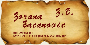 Zorana Bacanović vizit kartica